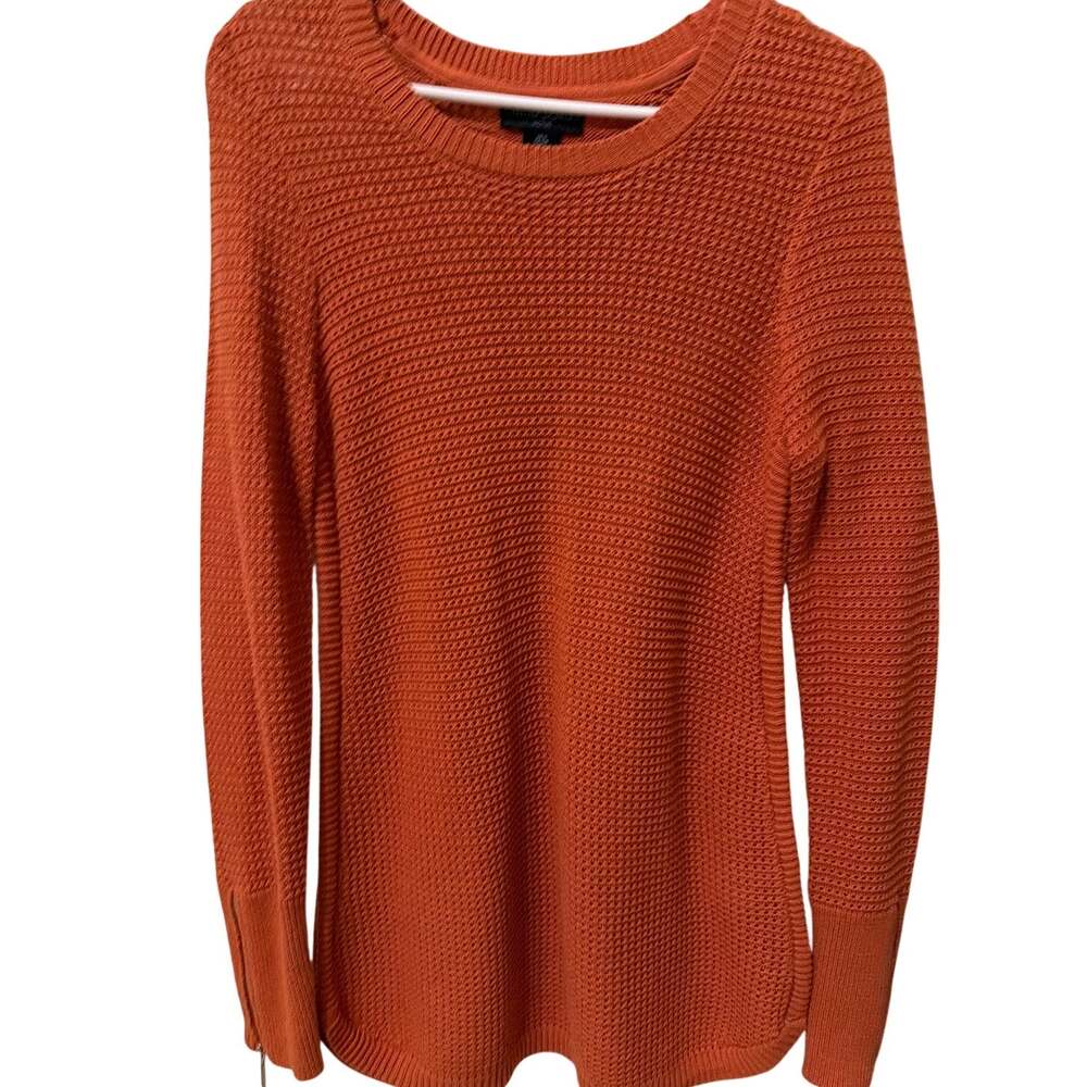 Cynthia Rowley Long Orange Tunic Textured Sweater Women's Size Small Cabincore